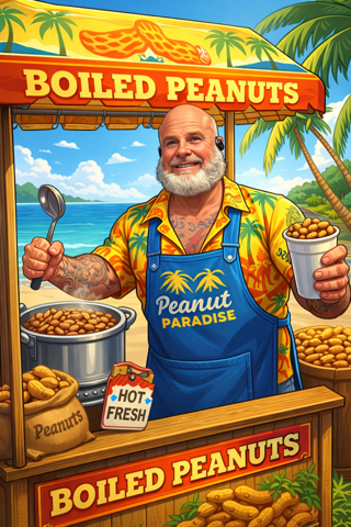 Robby at the Peanut Paradise stand
